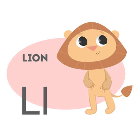 Lion on alphabet. Letter L with funny animal.のイラスト素材