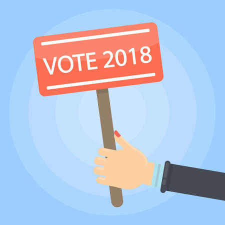 Vote 2018 sign in hand. Presidential election in Russia.のイラスト素材