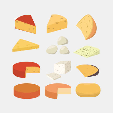 Different cheese set. Vector illustration.のイラスト素材