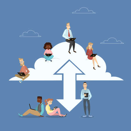 Data in cloud. Vector illustration.のイラスト素材