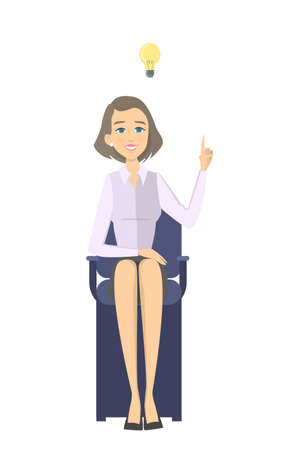 Businesswoman with idea sitting on the white background.のイラスト素材