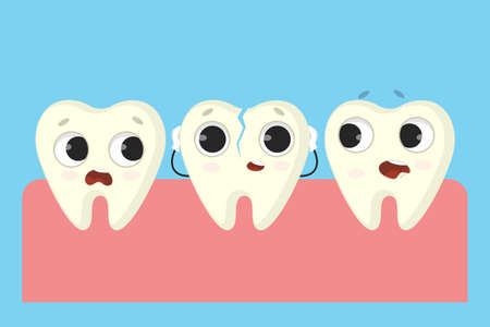 Broken tooth in mouth illustration.のイラスト素材