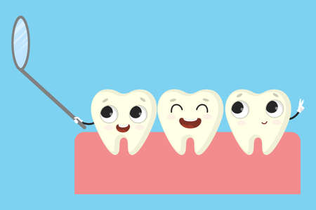 Teeth making selfie illustration.のイラスト素材