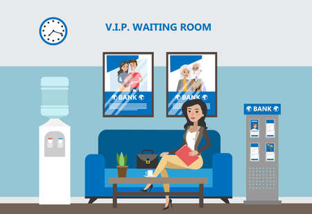 Waiting room in bank illustration.のイラスト素材