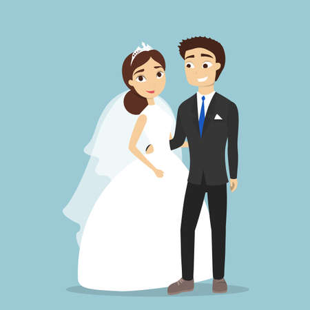 Isolated wedding couple illustration.のイラスト素材