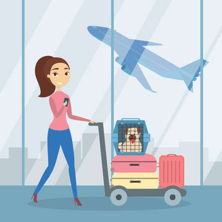 Woman at airport.のイラスト素材