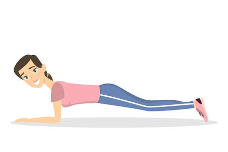 Woman doing push up.のイラスト素材