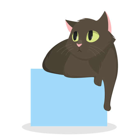 Cat laying down. Lazy cartoon animal on white.のイラスト素材