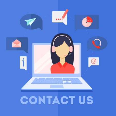 Contact us service template designのイラスト素材