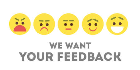 We want your feedback. Different emotions illustration.のイラスト素材