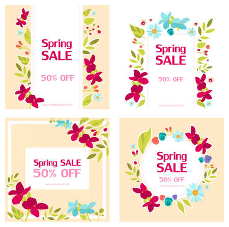 Spring sale poster setのイラスト素材