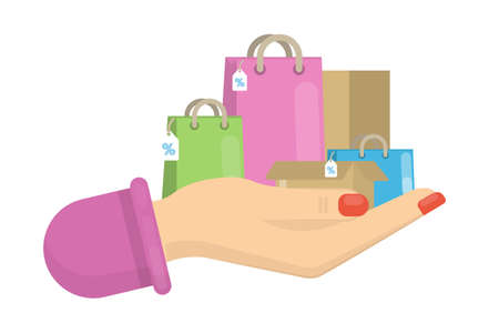 Woman loves shopping.のイラスト素材