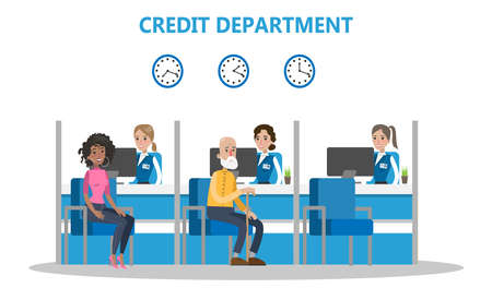 People at credit department in bank on white.のイラスト素材