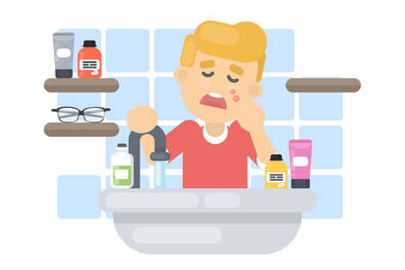 Man with bad skin.のイラスト素材