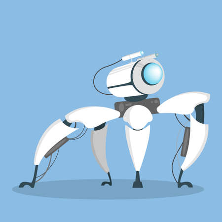 Future robot isolated on blue background illustration.のイラスト素材
