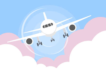 Airplane in sky illustration.のイラスト素材