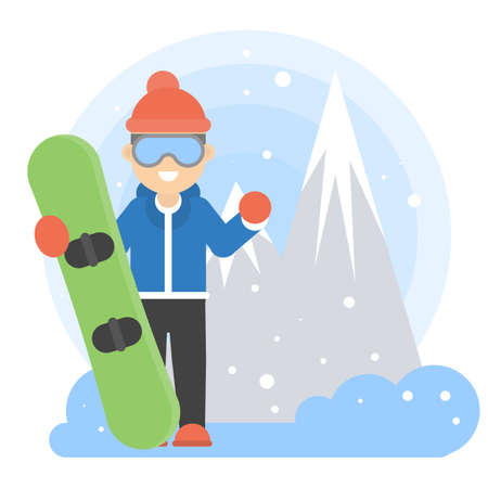A man with a snowboard.のイラスト素材