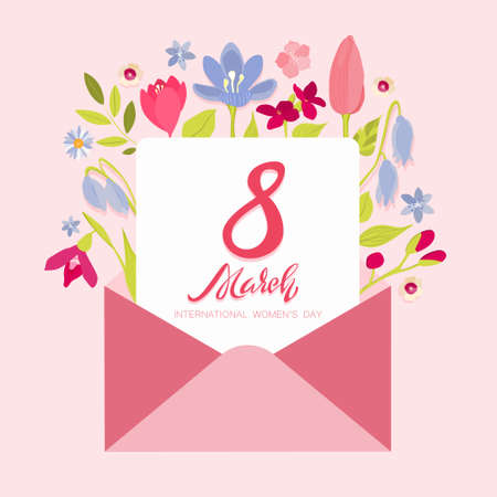 The 8 March Day with flowers invitation.のイラスト素材