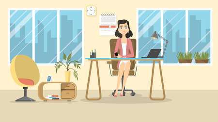 Businesswoman at office.のイラスト素材