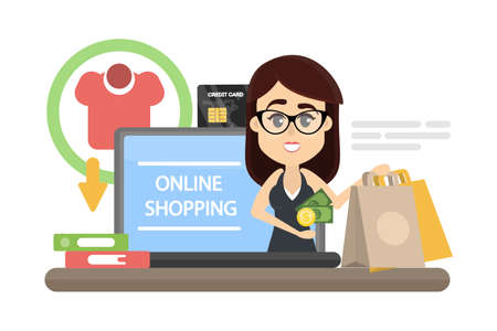 Woman online shopping.のイラスト素材