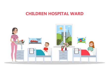 Children hospital room with doctors and toys on white.のイラスト素材