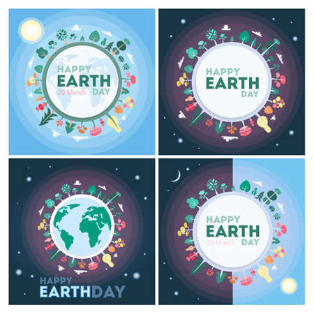 Happy Earth day greeting cards with planet and space.のイラスト素材