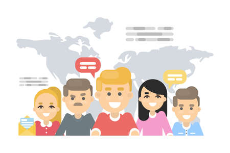 Worldwide communication concept. People standing together and talking.のイラスト素材