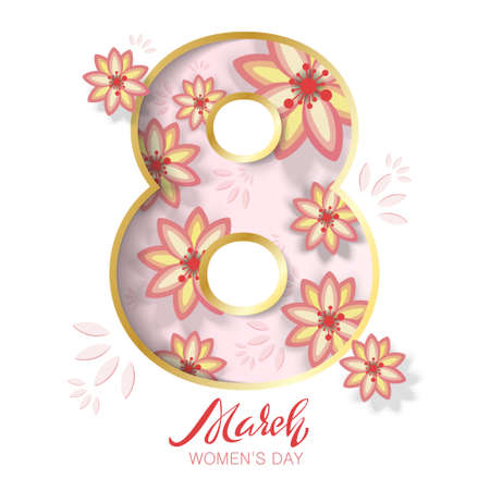The 8 March Day in pink floral.のイラスト素材