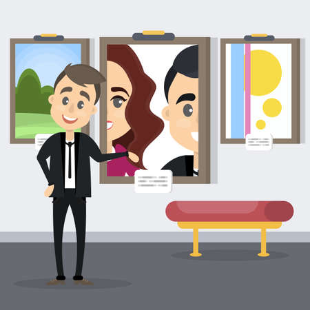 Guide at exhibition.のイラスト素材