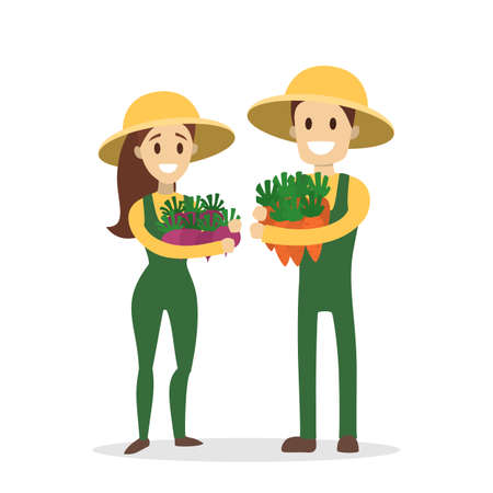 Isolated gardener couple.のイラスト素材