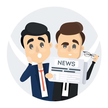 Men reading newspaper.のイラスト素材
