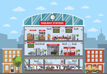 Railway station building.のイラスト素材