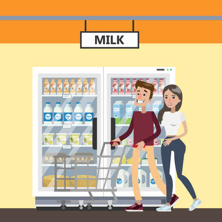 Supermarket interior set.のイラスト素材
