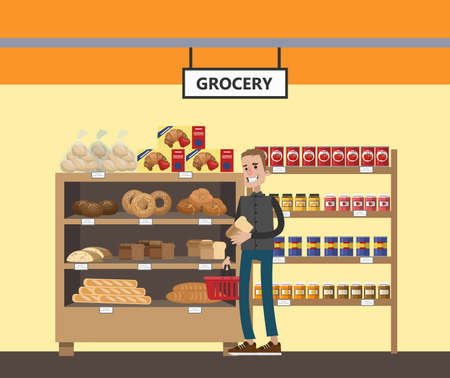 Supermarket interior set.のイラスト素材