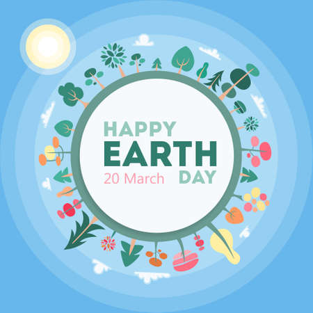 Happy Earth day with trees.のイラスト素材