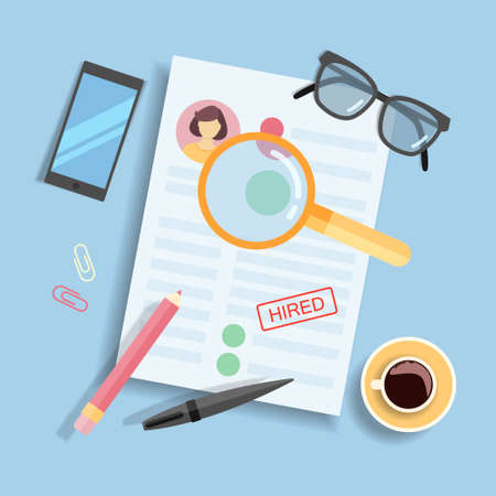 Resume of hired woman illustrationのイラスト素材