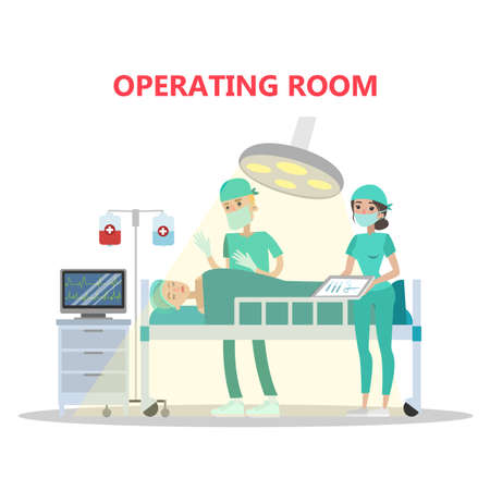 Doctor and patient in surgery room illustrationのイラスト素材