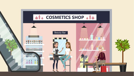 Cosmetics store in mall.のイラスト素材