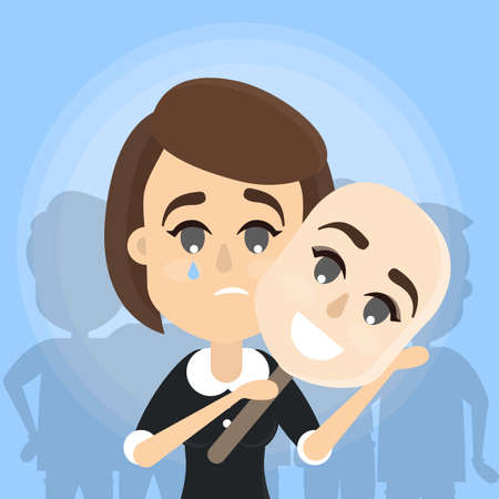 Woman with face masks.のイラスト素材