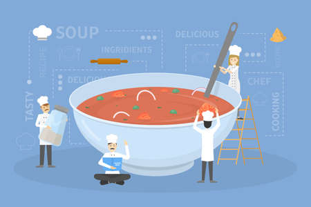 Cooking big soup image illustrationのイラスト素材