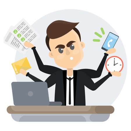 Cartoon man in a hurry image illustrationのイラスト素材