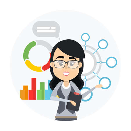 Woman with business presentation illustrationのイラスト素材