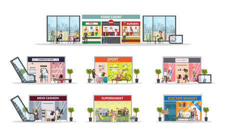 Shopping mall center illustrationのイラスト素材