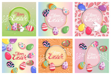 Happy Easter set illustrationのイラスト素材