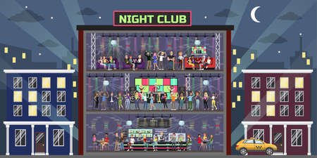 People on night club image illustrationのイラスト素材