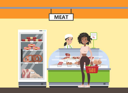 Woman on market image illustrationのイラスト素材