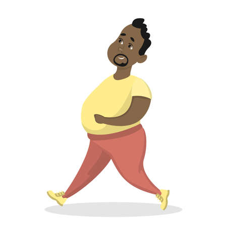 Fat man exercising.のイラスト素材
