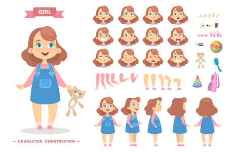 Girl character set.のイラスト素材