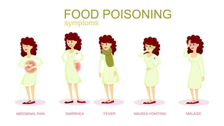 Woman food poisoning set.のイラスト素材