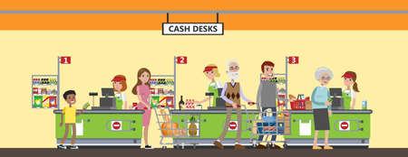 Supermarket interior set.のイラスト素材